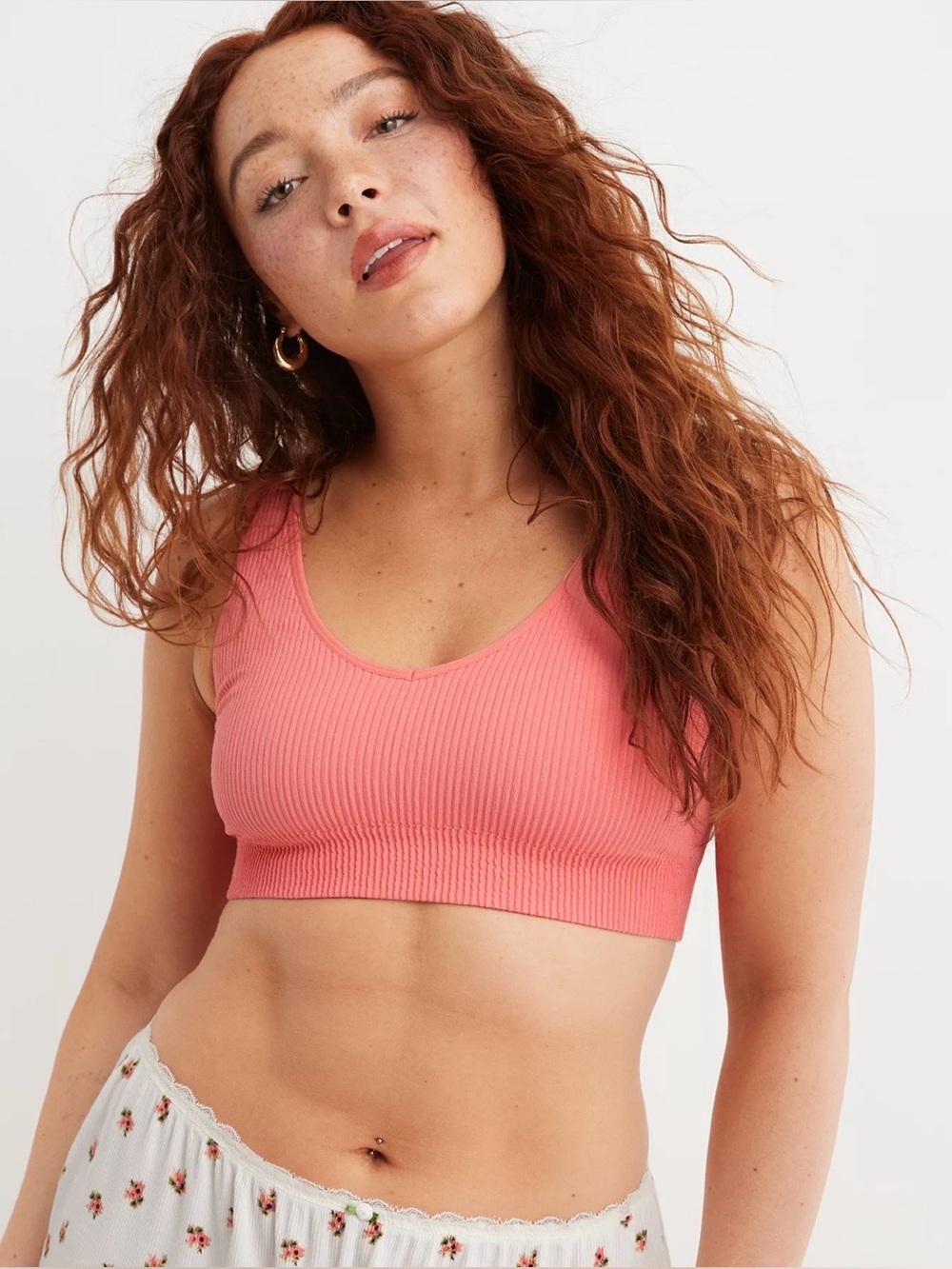 Aerie Seamless Voop Bralette Coral Pink, size XL, like new!